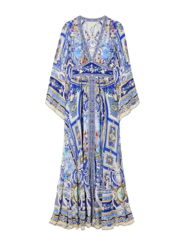 Crystal-embellished Shirred Printed Silk-chiffon Maxi Dress