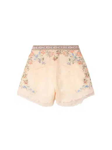Camilla Crystal-embellished Tulle-trimmed Embroidered Floral-print Satin-jacquard Shorts | Thumbnail 1 Camilla Crystal-embellished Tulle-trimmed Embroidered Floral-print Satin-jacquard Shorts | Thumbnail 1