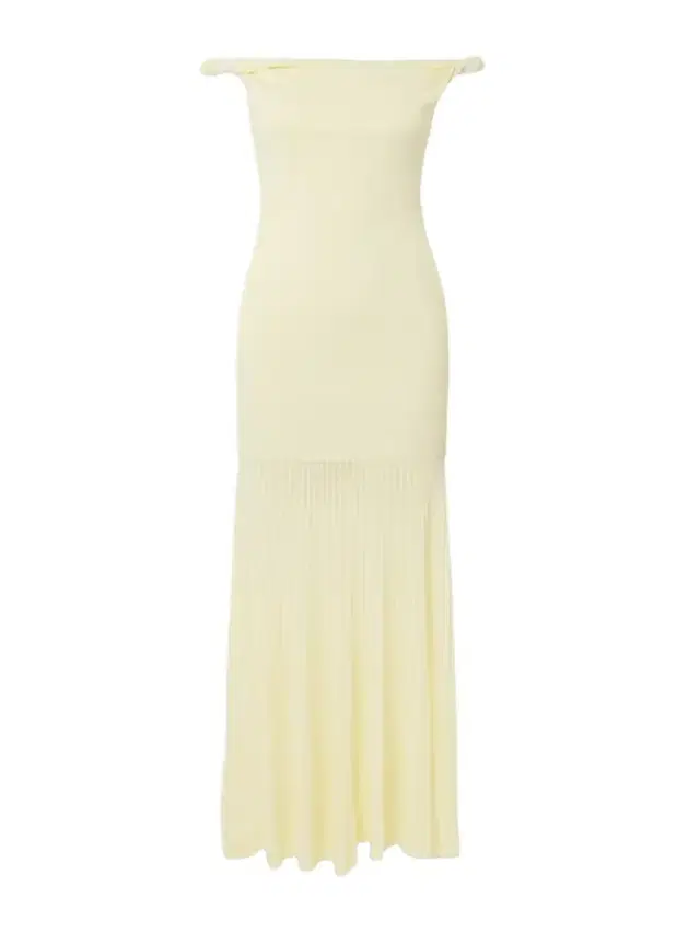 Elia Off-the-shoulder Twisted Pleated Knitted Midi Dress