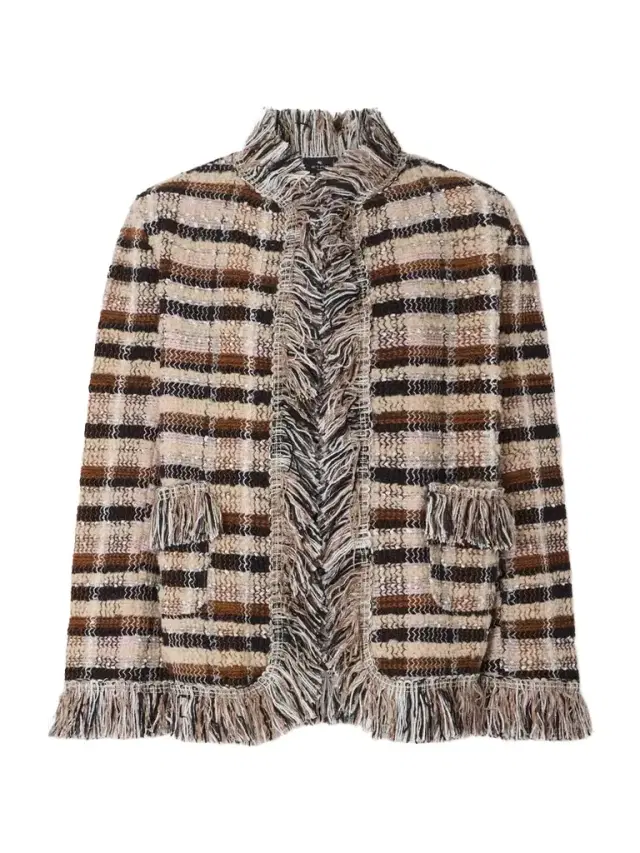 Fringed Checked Tweed Jacket