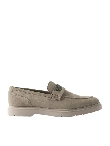 Brunello Cucinelli Embellished Suede Loafers | Thumbnail 1 Brunello Cucinelli Embellished Suede Loafers | Thumbnail 1