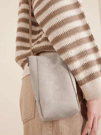 Brunello Cucinelli Embellished Leather-trimmed Suede Pouch | Thumbnail 3