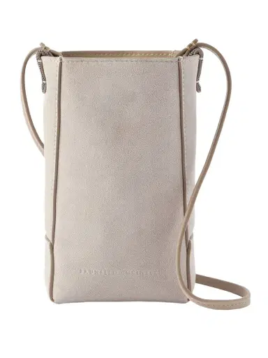 Brunello Cucinelli Embellished Leather-trimmed Suede Pouch | Thumbnail 1