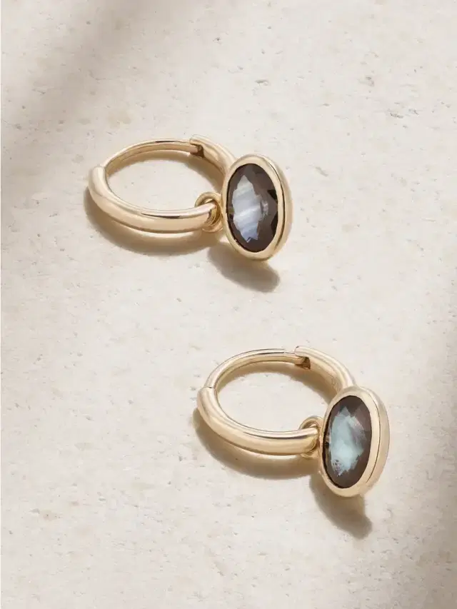 By Pariah Orbit 14-karat Recycled Gold Sapphire Hoop Earrings
