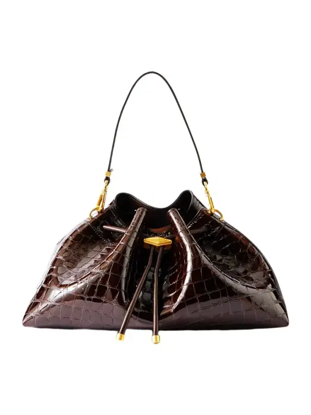 Cinch Medium Croc-effect Leather Shoulder Bag