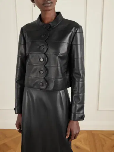 Veronica de Piante Rory Scalloped Leather Jacket | Thumbnail 3