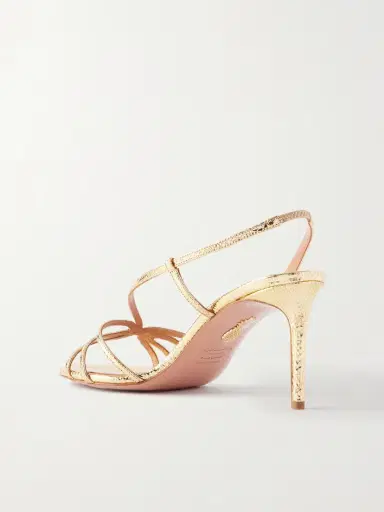 Aquazzura Talk To Me 75 Metallic Snake-effect Leather Slingback Sandals | Thumbnail 3 Aquazzura Talk To Me 75 Metallic Snake-effect Leather Slingback Sandals | Thumbnail 3