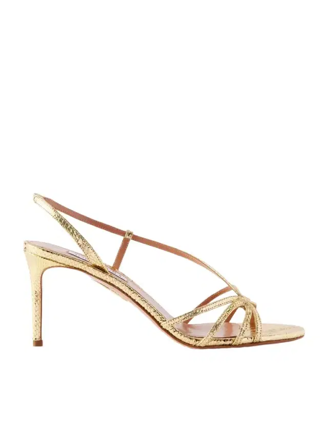 Aquazzura Talk To Me 75 Metallic Snake-effect Leather Slingback Sandals