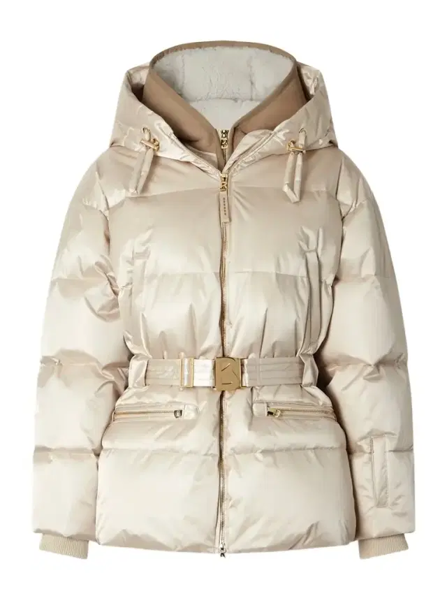 Lyra-ld Hooded Belted Layered Down Jacket