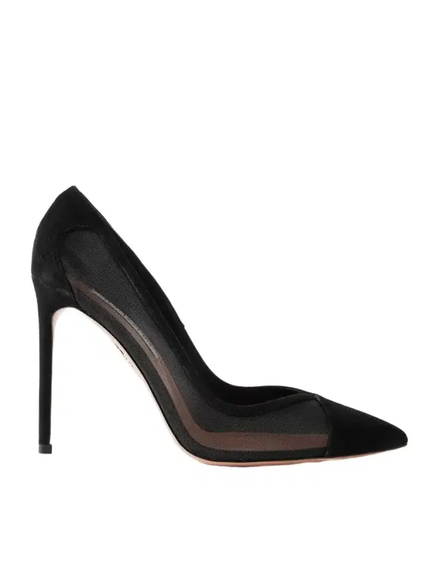 Studio 105 Mesh-paneled Suede Pumps