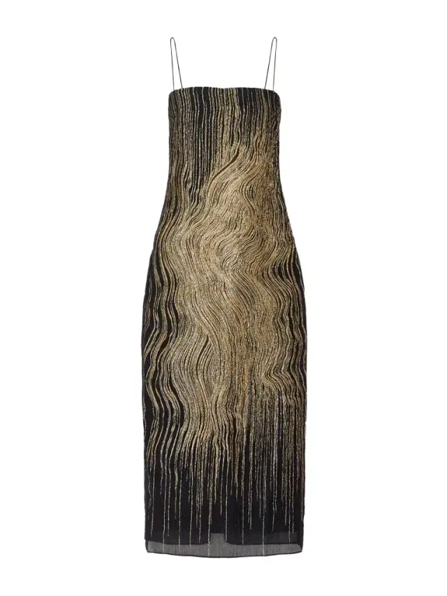 Showgirl Metallic Silk-blend Crepon Midi Dress