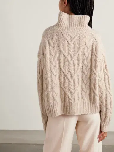 Nili Lotan Fairiny Cable-knit Brushed Cashmere And Silk-blend Turtleneck Sweater | Thumbnail 4 Nili Lotan Fairiny Cable-knit Brushed Cashmere And Silk-blend Turtleneck Sweater | Thumbnail 4