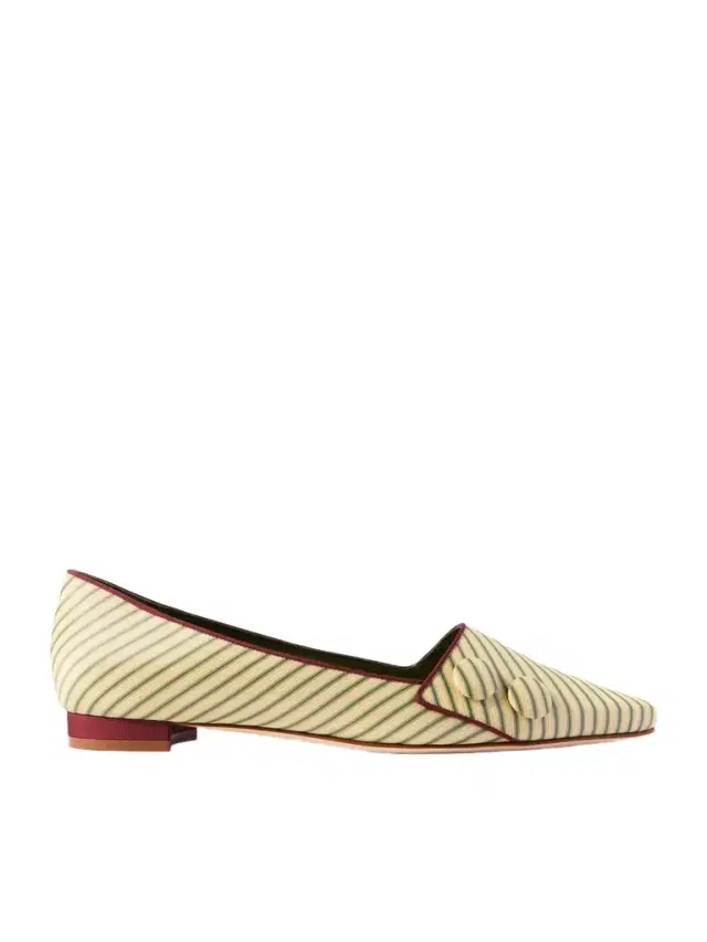 Fontenai Grosgrain-trimmed Striped Satin Flats