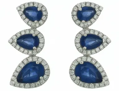 Wish Fine Jewelry 2.04ct Diamond Sapphire 18K Gold Climber Earrings | Thumbnail 1