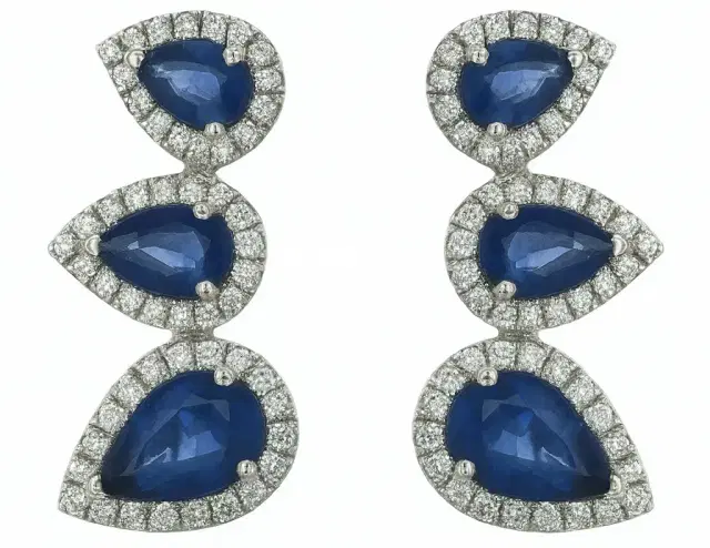 Wish Fine Jewelry 2.04ct Diamond Sapphire 18K Gold Climber Earrings