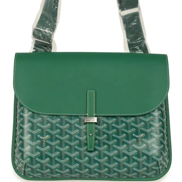 goyard Goyard Coursier Messenger Bag Green Goyardine Canvas & Chevroches Calfskin Palladium Hardware