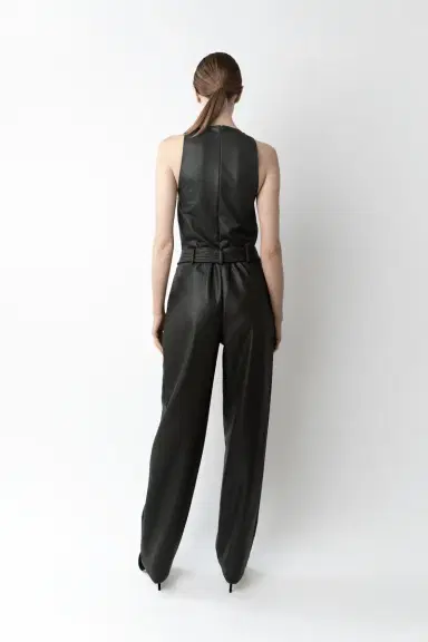 LAPOINTE Stretch Faux Leather Belted Tapered Trouser | Thumbnail 2 LAPOINTE Stretch Faux Leather Belted Tapered Trouser | Thumbnail 2