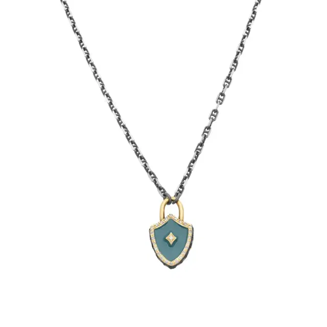 Armenta Armenta 14K Rose Gold, Blackened Sterling Silver & Teal Enamel Diamond & Morganite Pendant Necklace by The Solist