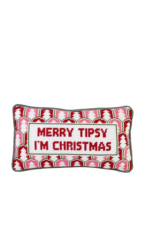 Furbish Studio Merry Tipsy Needlepoint Pillow
