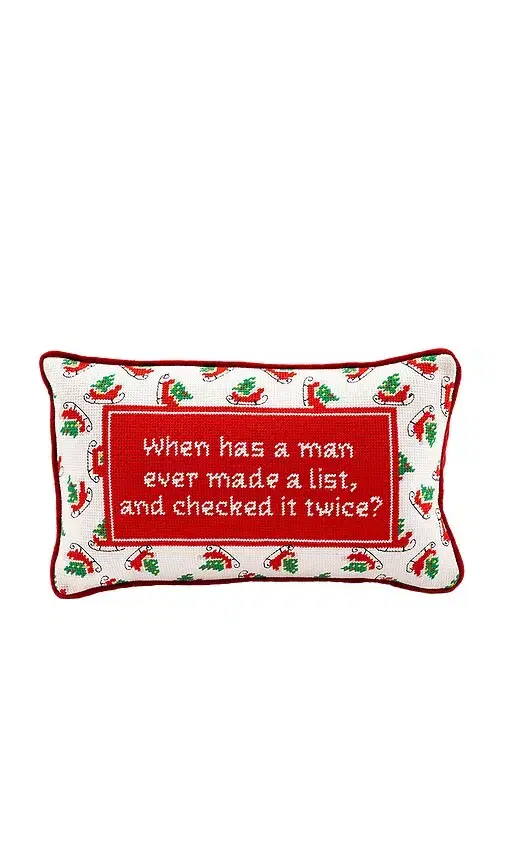 Furbish Studio Check It Twice Needlepoint Pillow