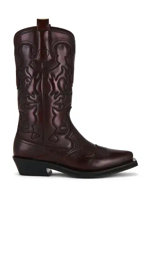 Ganni Embroidered Western Boot