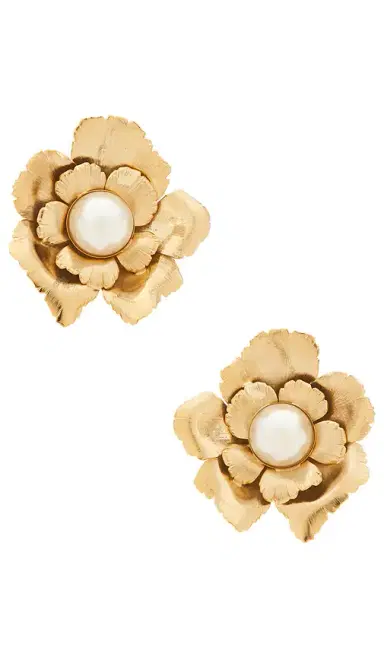 LELET NY Jasmine Floral Pearl Button Earrings | Thumbnail 1