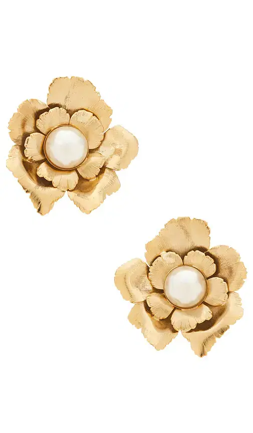 LELET NY Jasmine Floral Pearl Button Earrings