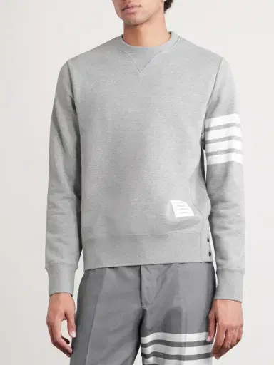 Thom Browne Slim-Fit Striped Loopback Cotton-Jersey Sweatshirt - Men | Thumbnail 3