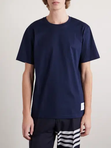 Thom Browne Logo-Appliquéd Cotton-Jersey T-Shirt - Men | Thumbnail 3