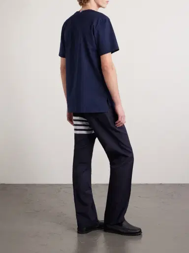 Thom Browne Logo-Appliquéd Cotton-Jersey T-Shirt - Men | Thumbnail 4