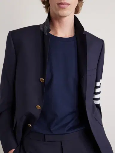 Thom Browne Logo-Appliquéd Cotton-Jersey T-Shirt - Men | Thumbnail 5