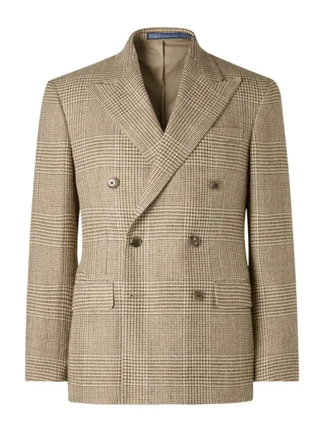 Double-Breasted Prince of Wales Checked Silk, Wool and Linen-Blend Blazer - Men