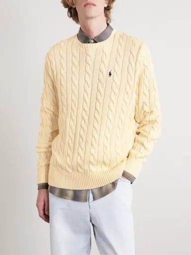 Polo Ralph Lauren Logo-Embroidered Cable-Knit Cotton Sweater - Men | Thumbnail 3 Polo Ralph Lauren Logo-Embroidered Cable-Knit Cotton Sweater - Men | Thumbnail 3