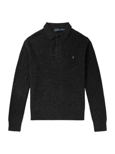 Polo Ralph Lauren Logo-Embroidered Waffle-Knit Wool and Cotton-Blend Polo Shirt - Men | Thumbnail 1 Polo Ralph Lauren Logo-Embroidered Waffle-Knit Wool and Cotton-Blend Polo Shirt - Men | Thumbnail 1