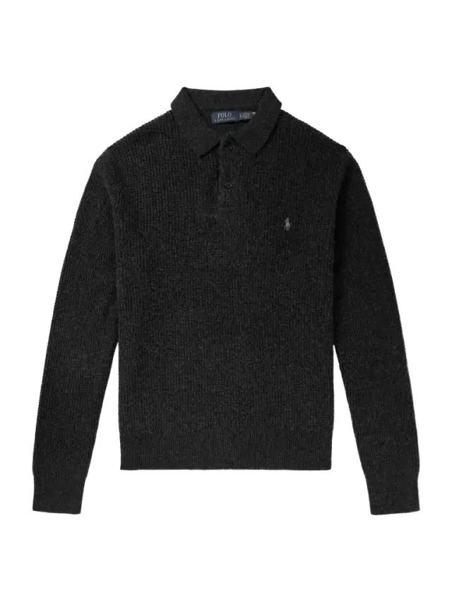 Logo-Embroidered Waffle-Knit Wool and Cotton-Blend Polo Shirt - Men