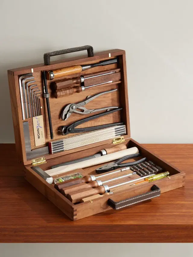 WohnGeist Swiss Leather-Trimmed Wooden Toolkit - Men