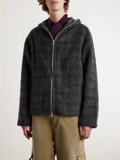 Our Legacy Checked Brushed Wool-Blend Zip-Up Hoodie - Men | Thumbnail 3