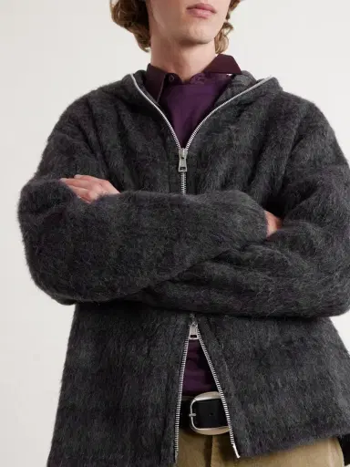 Our Legacy Checked Brushed Wool-Blend Zip-Up Hoodie - Men | Thumbnail 5
