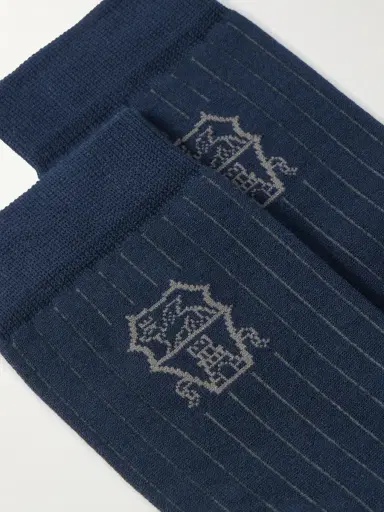 Brunello Cucinelli Logo-Jacquard Cotton Socks - Men | Thumbnail 2 Brunello Cucinelli Logo-Jacquard Cotton Socks - Men | Thumbnail 2
