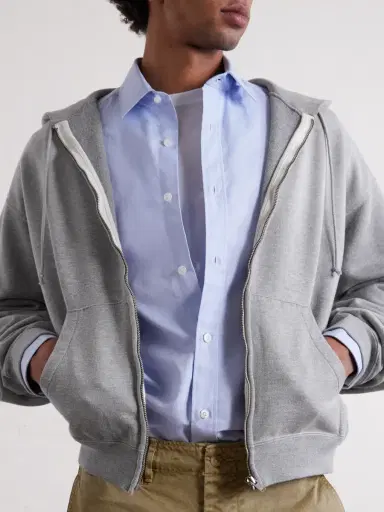Auralee Product Dyed Pima Cotton Zip-Up Hoodie - Men | Thumbnail 4
