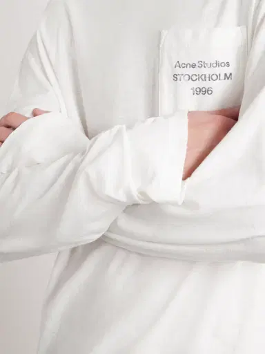Acne Studios Edden U 1996 Logo-Print Distressed Cotton and Hemp-Blend T-Shirt - Men | Thumbnail 4