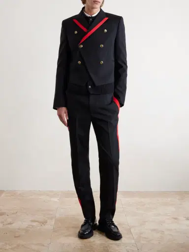 Alexander McQueen Slim-Fit Double-Breasted Grosgrain-Trimmed Wool-Twill Blazer - Men | Thumbnail 2