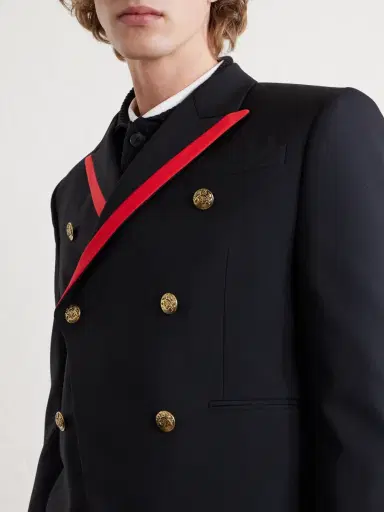 Alexander McQueen Slim-Fit Double-Breasted Grosgrain-Trimmed Wool-Twill Blazer - Men | Thumbnail 4