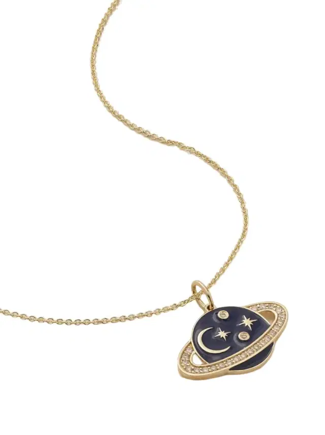 Sydney Evan Celestial 14-karat Gold, Enamel And Diamond Necklace