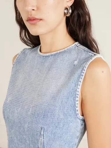 Acne Studios Denka Distressed Crystal-embellished Denim Mini Dress | Thumbnail 4 Acne Studios Denka Distressed Crystal-embellished Denim Mini Dress | Thumbnail 4