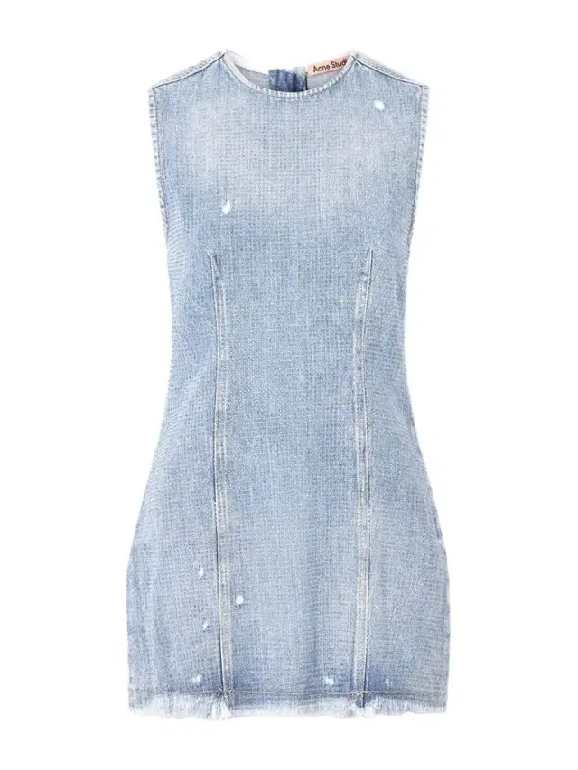 Denka Distressed Crystal-embellished Denim Mini Dress