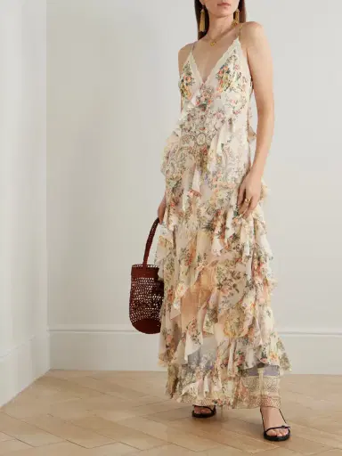 Camilla Lace-trimmed Ruffled Floral-print Silk-chiffon Maxi Dress | Thumbnail 2