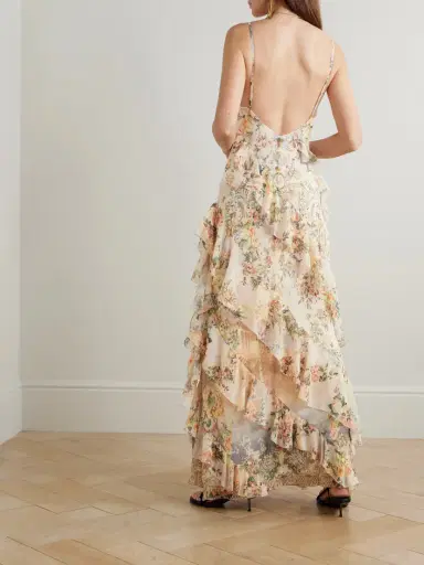 Camilla Lace-trimmed Ruffled Floral-print Silk-chiffon Maxi Dress | Thumbnail 3