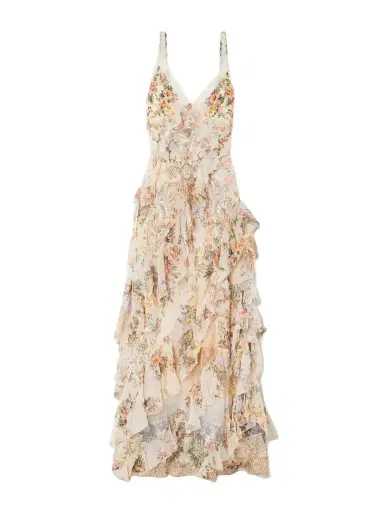 Camilla Lace-trimmed Ruffled Floral-print Silk-chiffon Maxi Dress | Thumbnail 1