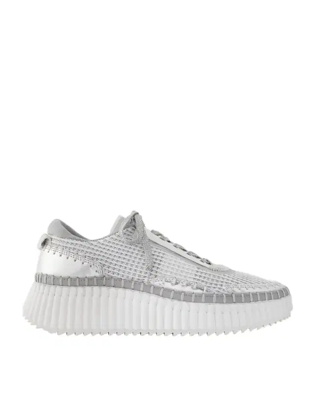 Chloé Nama Metallic Leather-trimmed Mesh Sneakers